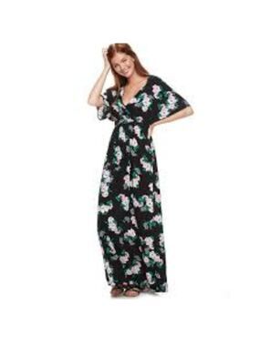 Love Fire Floral Maxi Dress Dark Floral Romantic Small